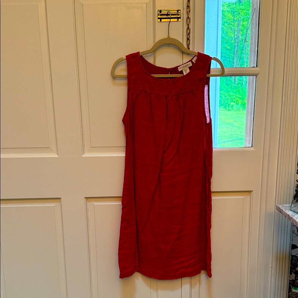 Red Sleeveless 100% linen Dress